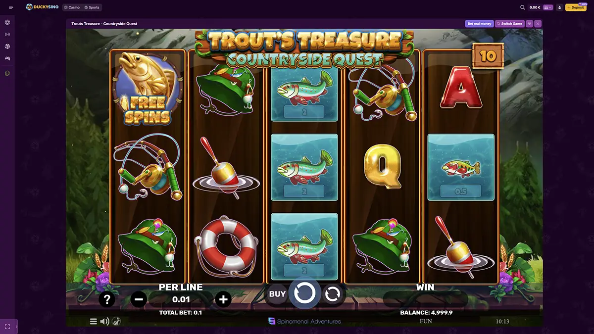 Slots spelen na het inloggen bij Duckysino Casino